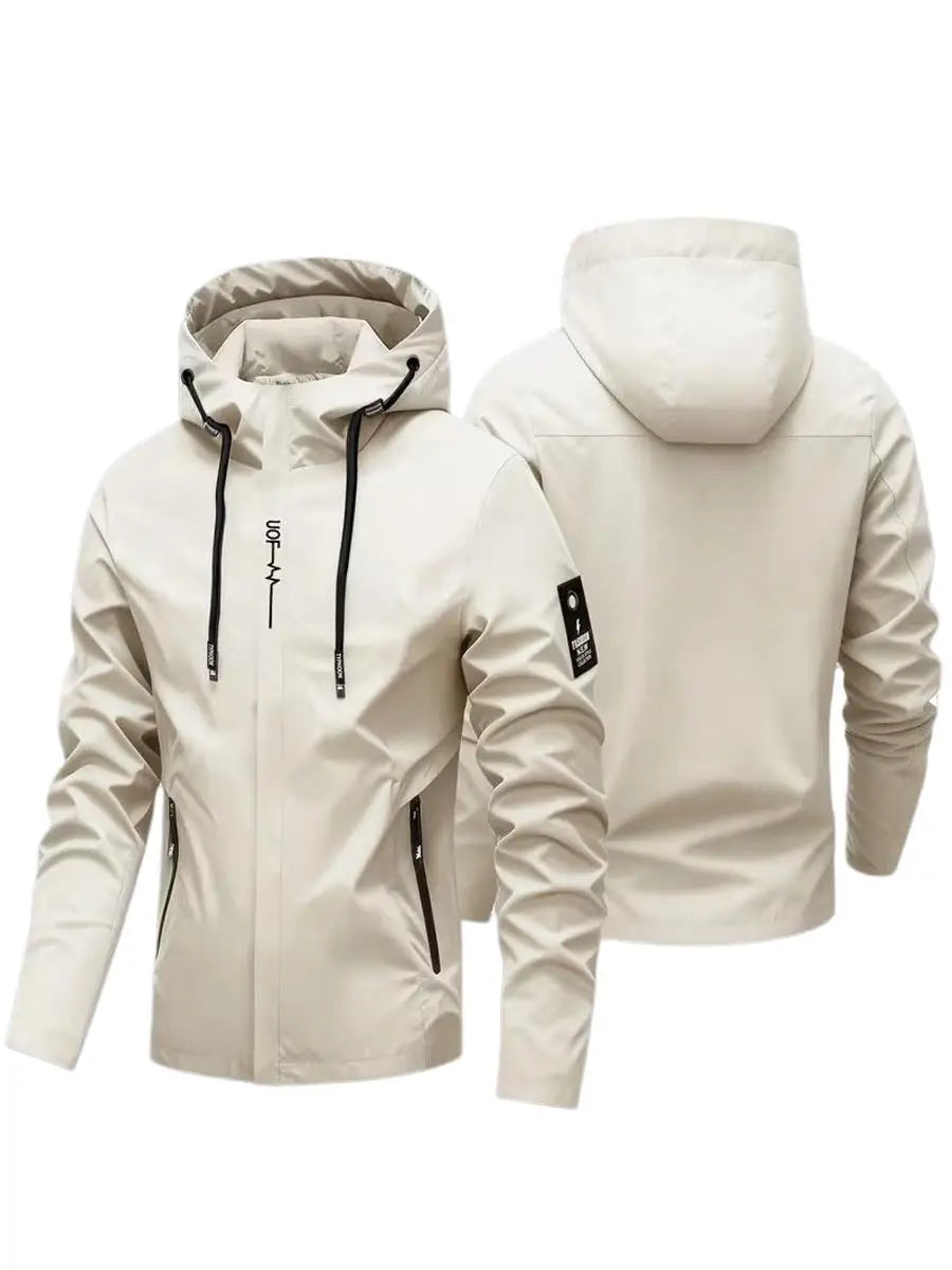 Waterproof Jacket Men Outdoor Softshell Zip Up Hooded Jacket Windbreaker Hiking Camping Coats Lightweight Spring Autumn Coats
