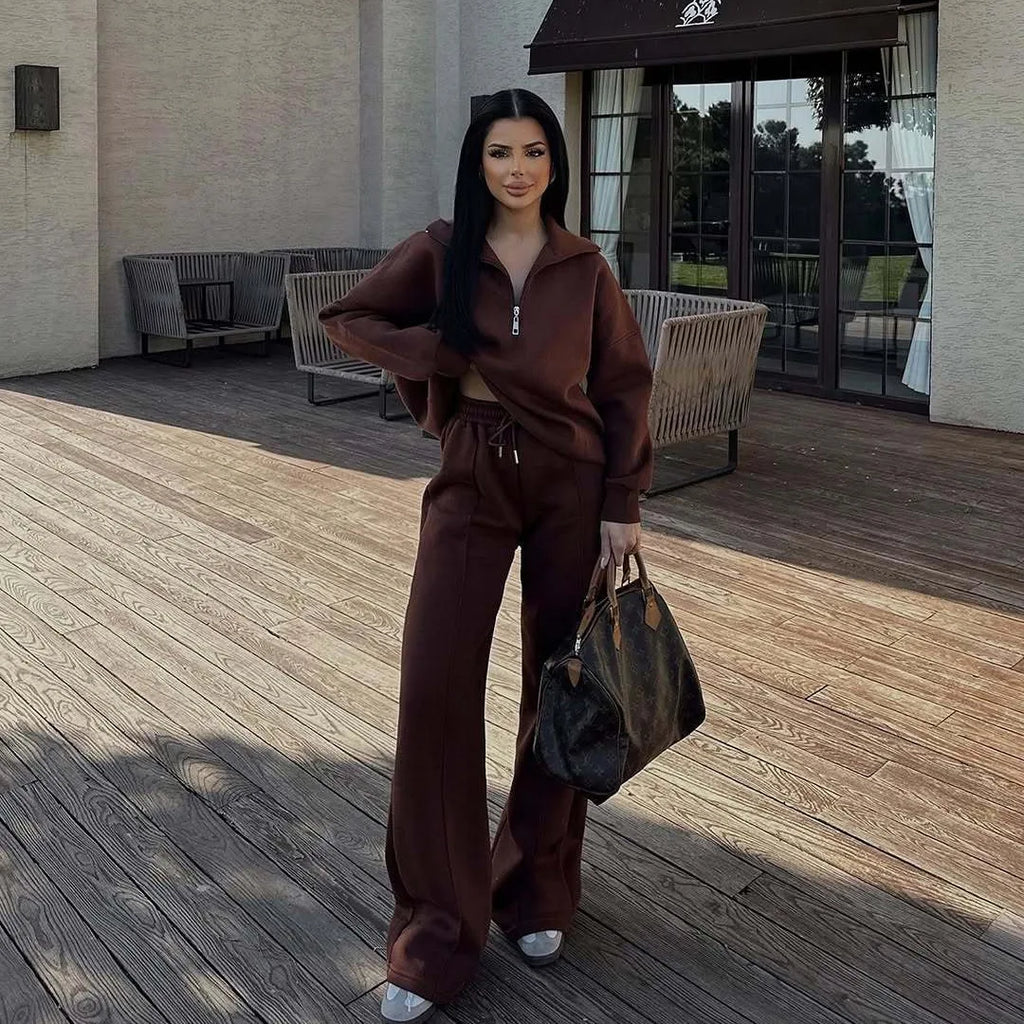 Fashion Autumn Winter Pants Sets Women Fashion Solid Color Pullover Sweatshirt Trousers Two Piece Set Female Casual Streetwear