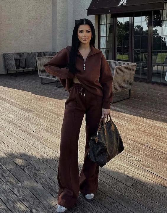 Fashion Autumn Winter Pants Sets Women Fashion Solid Color Pullover Sweatshirt Trousers Two Piece Set Female Casual Streetwear