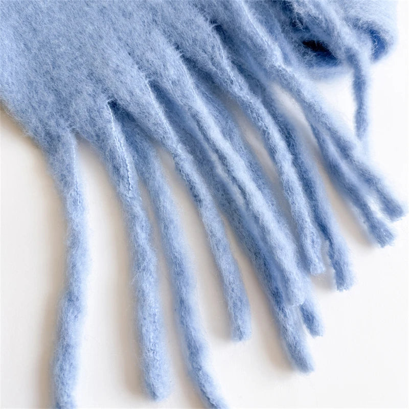 18*200cm Small Winter Scarf Long Women Imitation Cashmere Thicken Shawls Neck Warm Tassel Bufanda Echarpe Pashmina Luxury