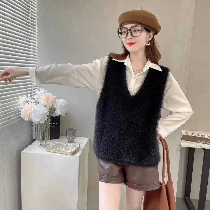Cropped Lady Sweaters Warm Y2k Vintage Waistcoat Classic On Offer Tops 2025 Casual Smooth The Trip V-neck Knit Vests For Women