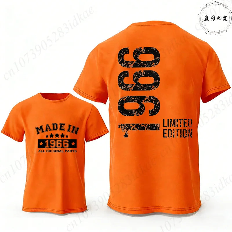 Men's 60th Birthday Vintage Graphic T Shirts: Made in 1966  Limited Edition Tops O Neck Short Sleeve Tees Casual Male Clothing