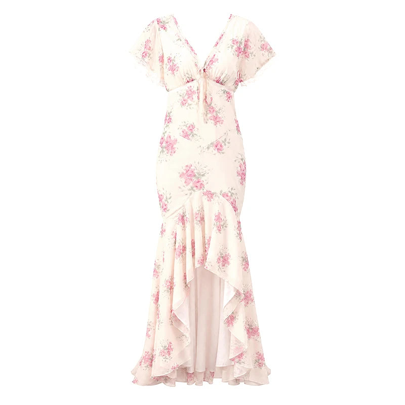 Flutter Sleeve Floral Maxi Dress