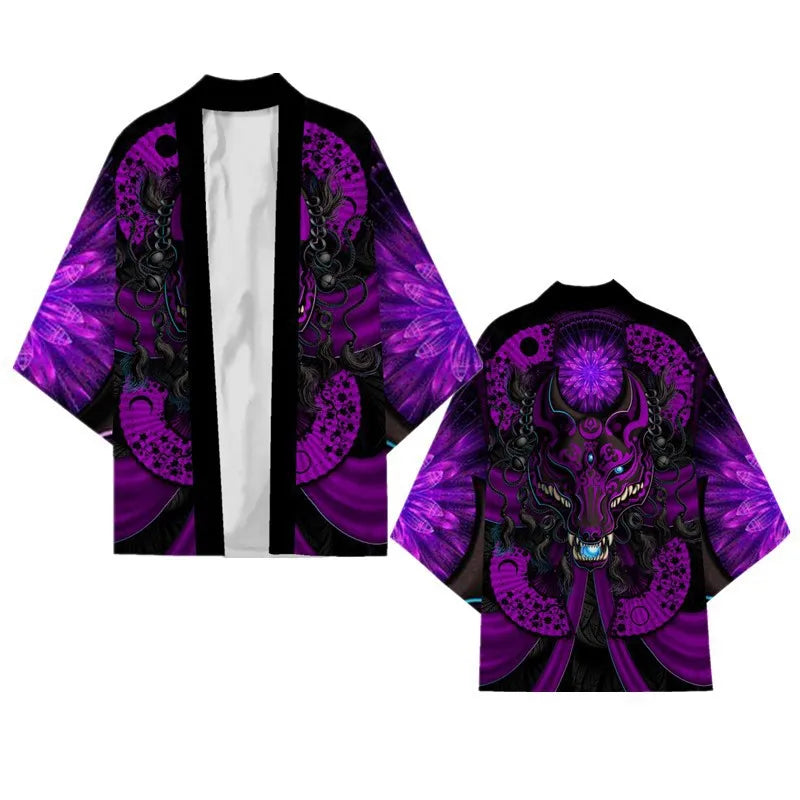 Oversize 3XL 4XL 5XL Japanese Kimono Cardigan Traditional Men's Samurai Cosplay Costume Chinese Style Print Dragon Yukata Haori