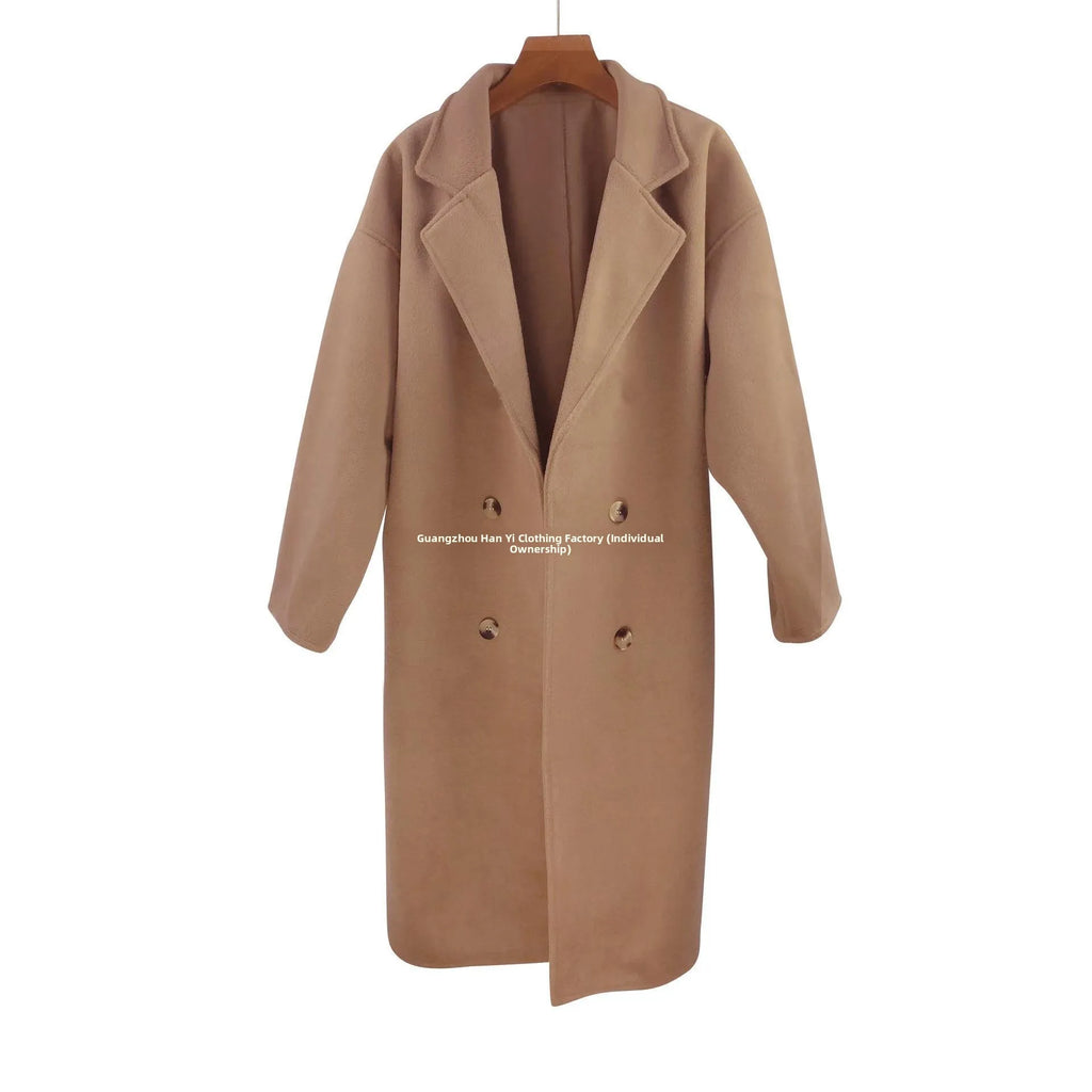 Women's Woolen Coat Hot Sale Of The Season Autumn Winter New Style Versatile Korean Style Medium Length Long Sleeve Elegant C...