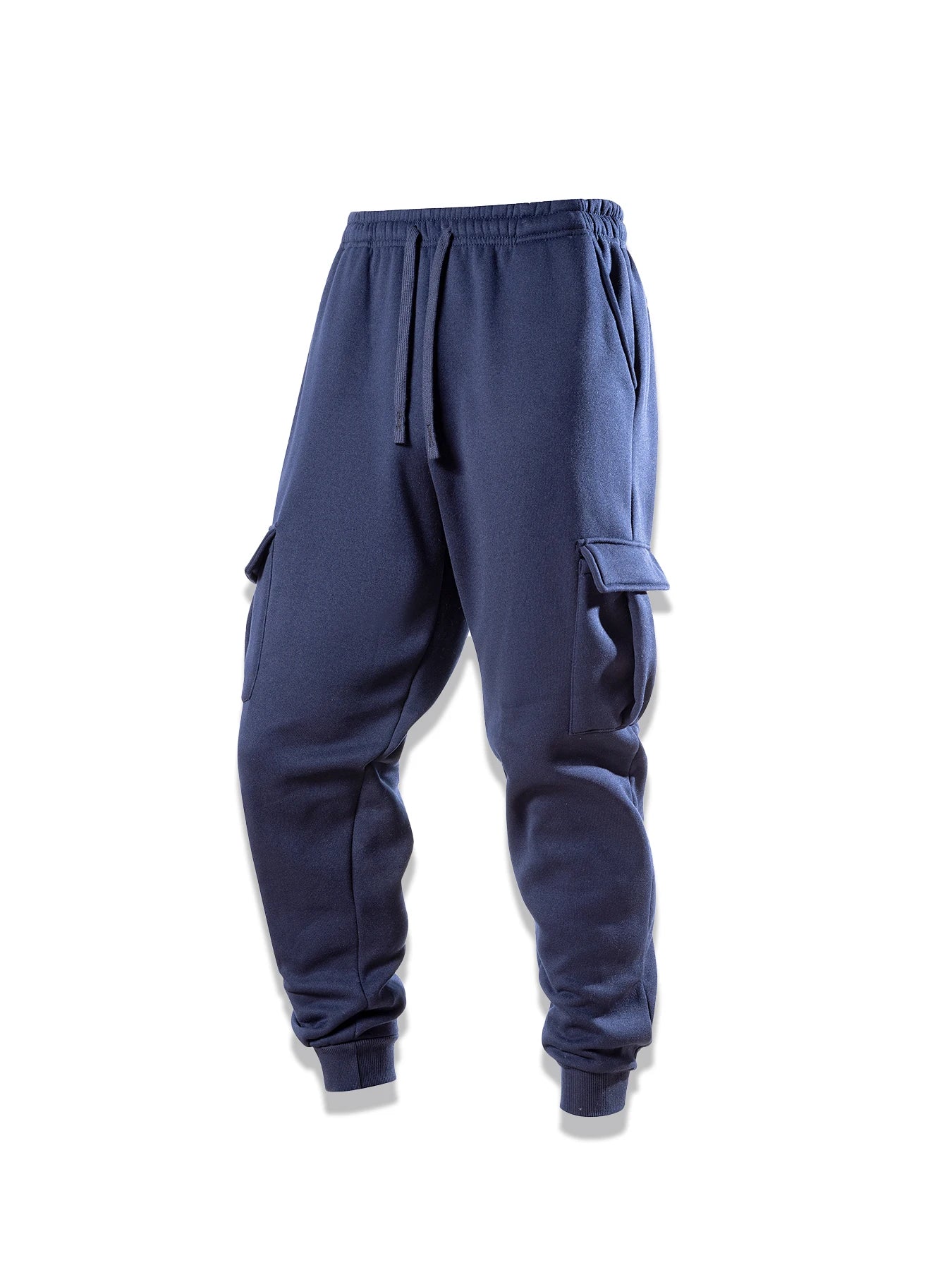 Men Cargo Pants Casual Sports Drawstring Sweatpants Spring Autumn Solid Color Patchwork Pockets Ankle Length Skinny Pencil Pants