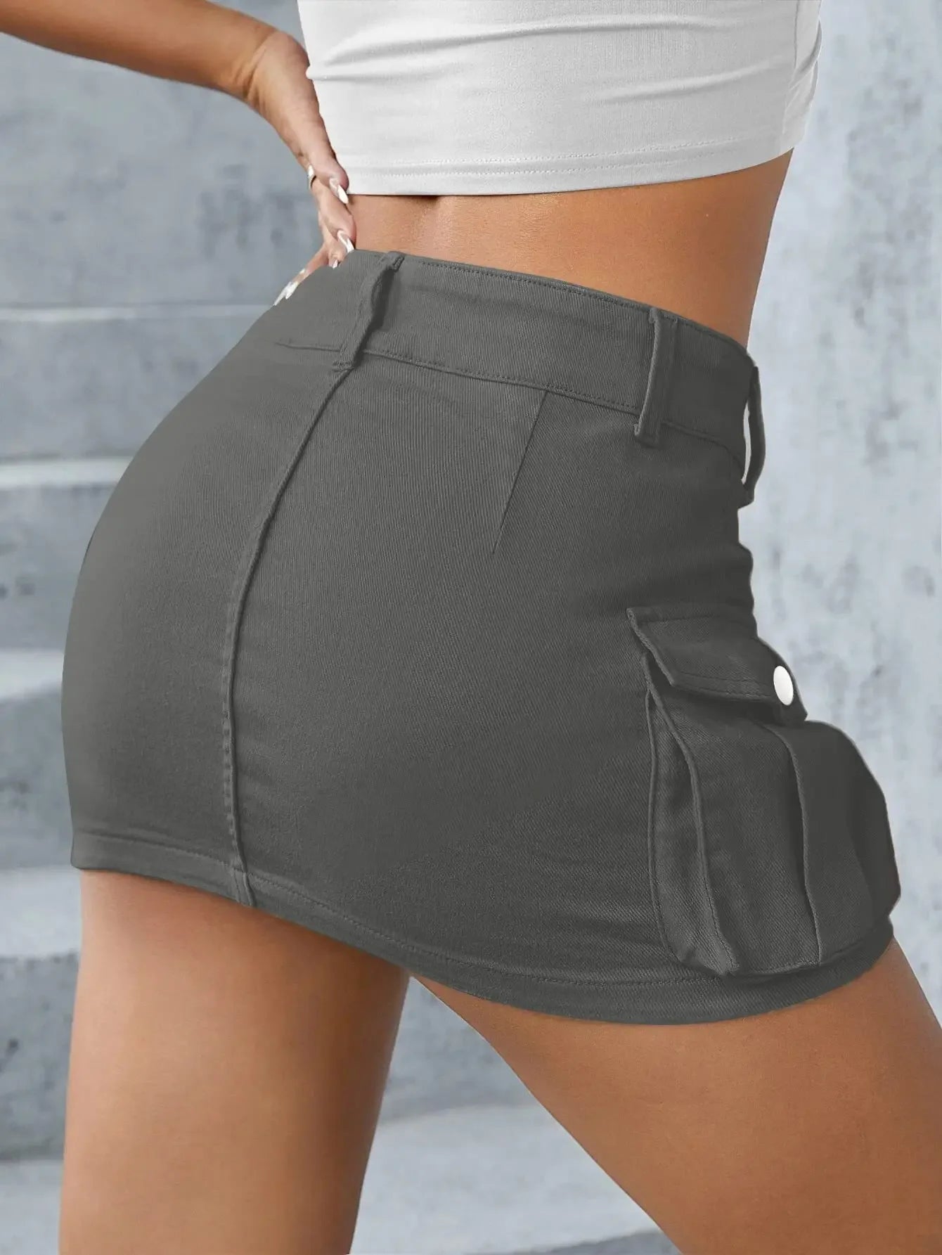Women Skirts Denim Washed Solid Low Waist Slim Fit Sexy Wrap Buttocks Mini Dress High Street Spliced Skirt Pockets 2025