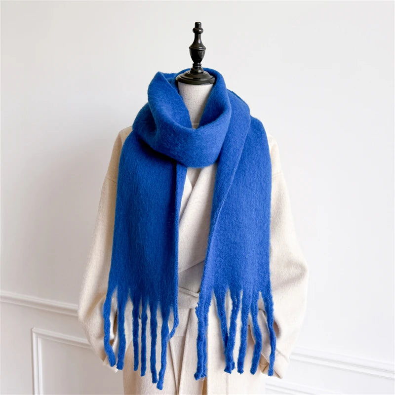 18*200cm Small Winter Scarf Long Women Imitation Cashmere Thicken Shawls Neck Warm Tassel Bufanda Echarpe Pashmina Luxury