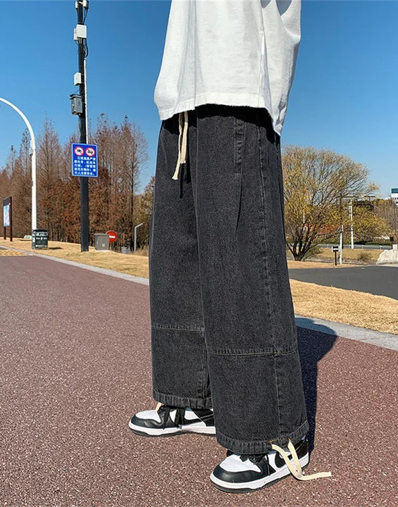 Baggy Jeans Trousers Male Denim Pants Black Wide Leg Pants Men's Jeans Oversize Cargo Korean Streetwear Hip Hop Harajuku