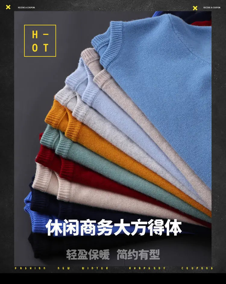 Hot Sale Cashmere Men's Sweater O-Neck Knitted Jumpers Long Sleeve Male Pullover Soft Warm Woolen Clothing habit homme