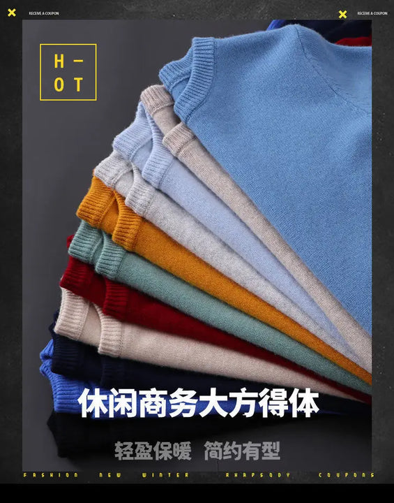 Hot Sale Cashmere Men's Sweater O-Neck Knitted Jumpers Long Sleeve Male Pullover Soft Warm Woolen Clothing habit homme