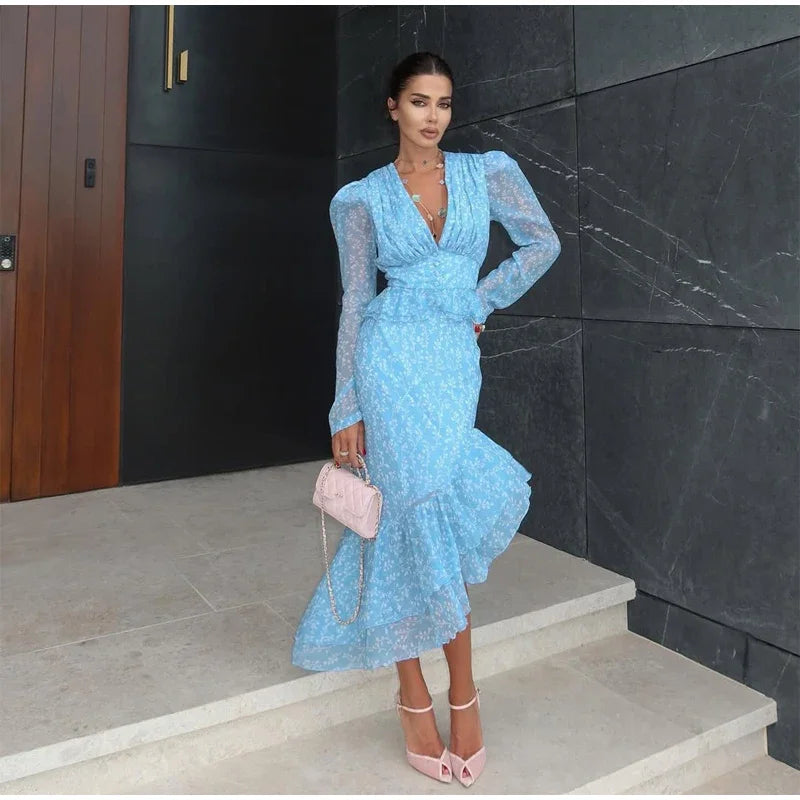 Flutter Sleeve Floral Maxi Dress