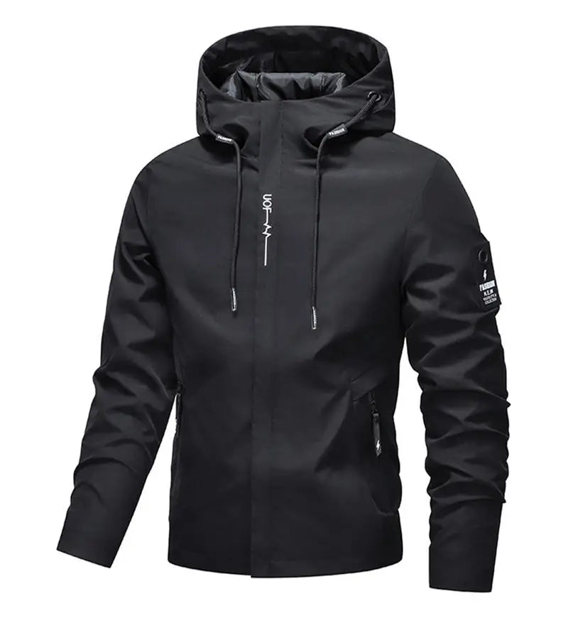Waterproof Jacket Men Outdoor Softshell Zip Up Hooded Jacket Windbreaker Hiking Camping Coats Lightweight Spring Autumn Coats