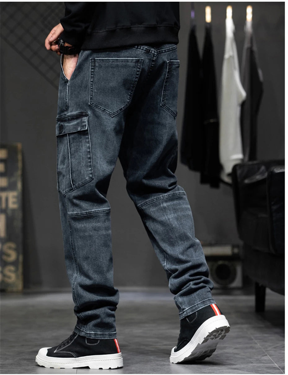 Baggy Jeans Men Plus Size 40 44 Denim Pants Fashion Pockets Cargo Jeans Pants Streetwear Loose Trousers Male Big Size Bottoms