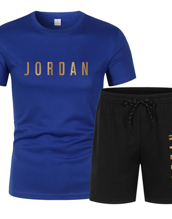 Summer Fashion Trendy Casual Sports Two Piece Set Youth Men's Short sleeved T-shirt+Shorts Set