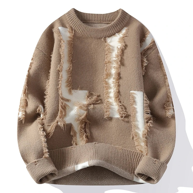 2024 Winter Fashion letter pattern Sweater Men Casual Knit Pullovers Mens Thick Warm Loose Knitted Sweaters Streetwear Man