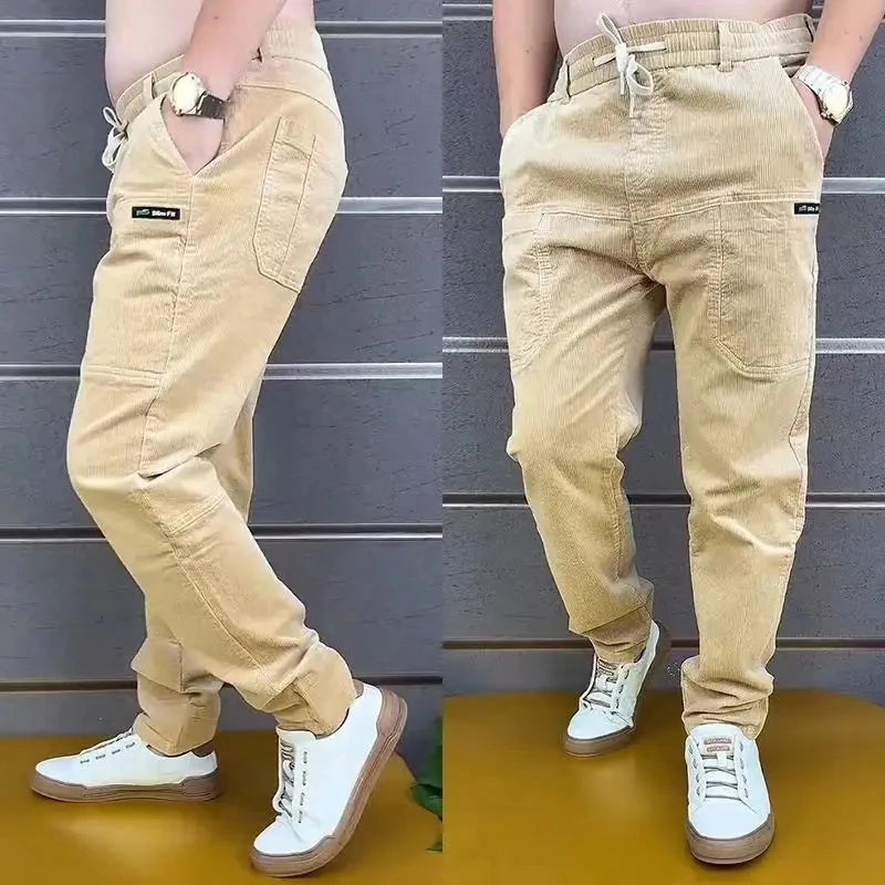 Baggy Corduroy Sweatpants Men Solid Color Casual Spring Autumn Tech Fleece Sport Loose Joggers Harem Pants Male Long Trousers