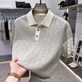 High Quality Man Summer Short-Sleeved Polo Shirt Lapel Button Stripe Color Blocking Old Money Style Snug Ventilate Men'sClothing