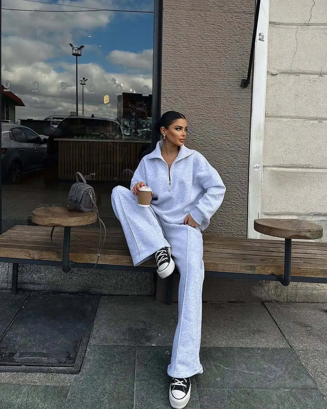 Fashion Autumn Winter Pants Sets Women Fashion Solid Color Pullover Sweatshirt Trousers Two Piece Set Female Casual Streetwear