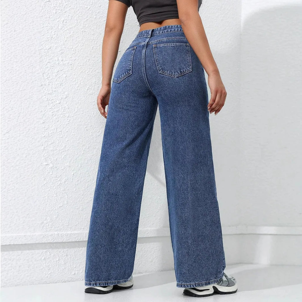 American Wide-leg Jeans for Women 2026 Spring New Style Washed Loose Slimming Straight-leg Floor-length Denim Trousers