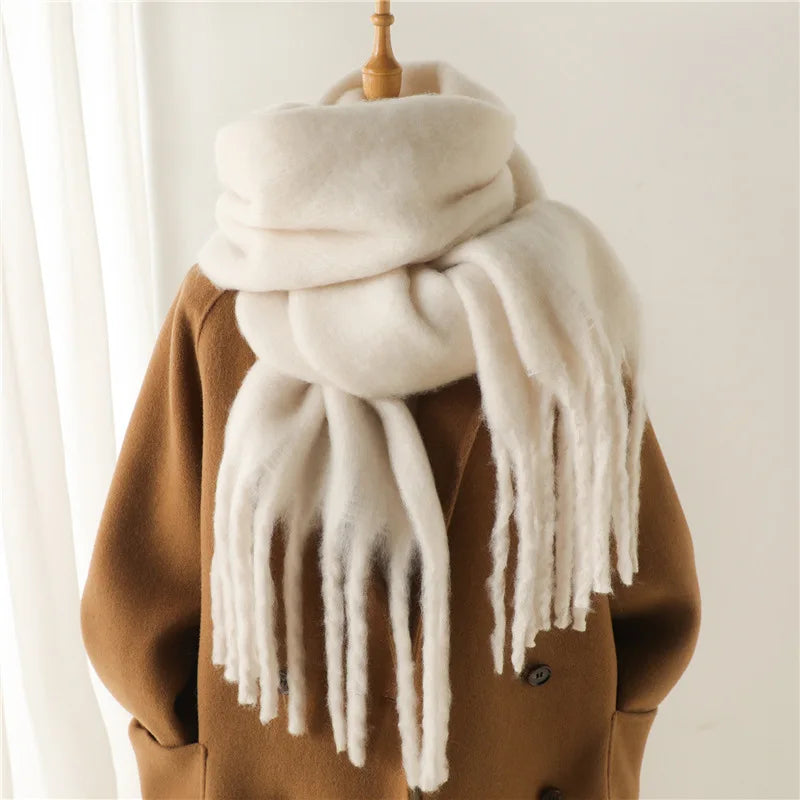 Women Winter Warm Luxury Imitation Cashmere Scarves Solid color Fashion Shawl Wrap Ladies Blanket Foulard Pashmina Bandana Scraf
