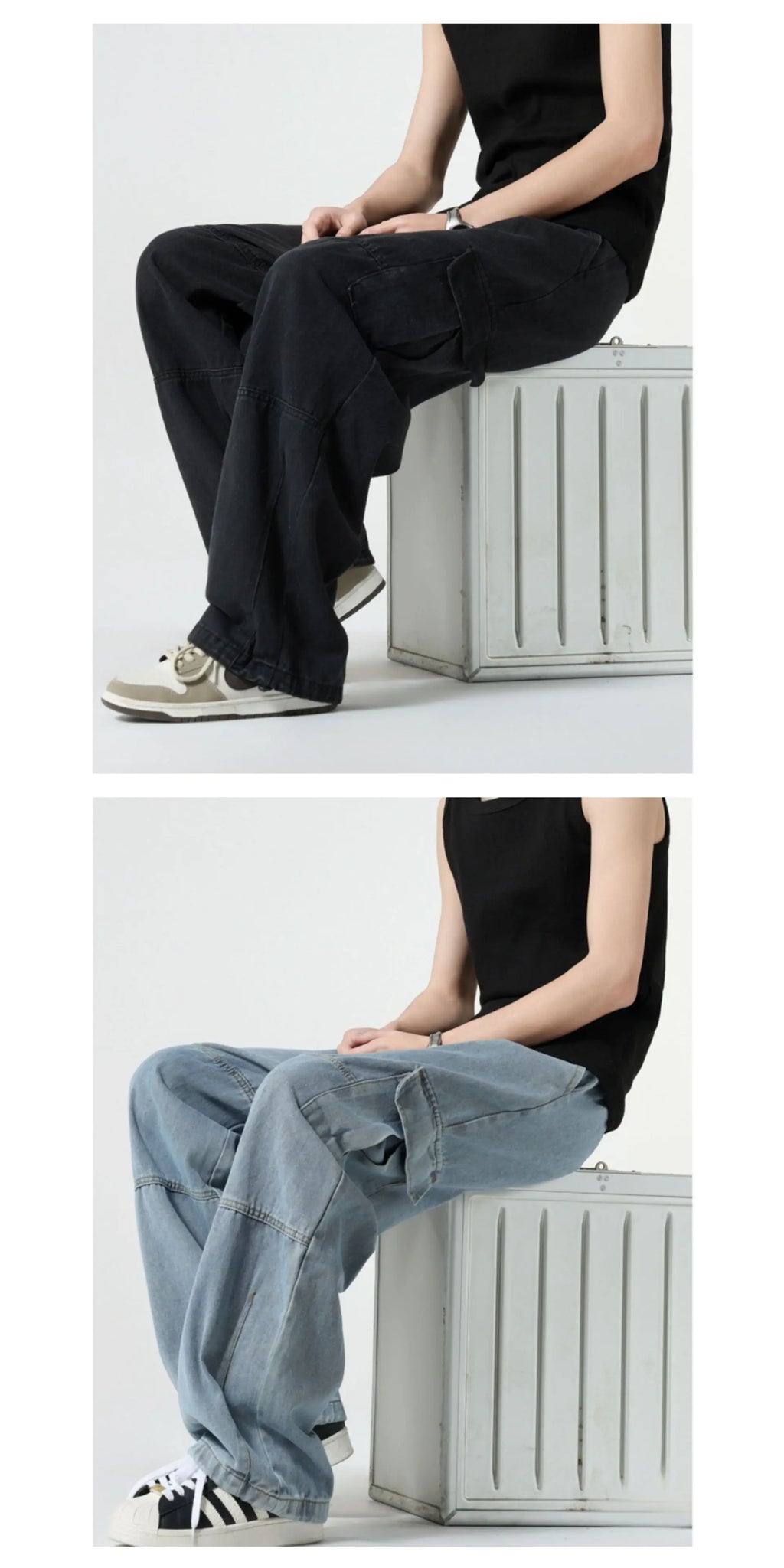 Baggy Jeans Spring Autumn New Men's Cargo Pants Casual Wide Leg Jogging Trousers Vintage Loose Work Jeans Man Hip Hop Streetwear