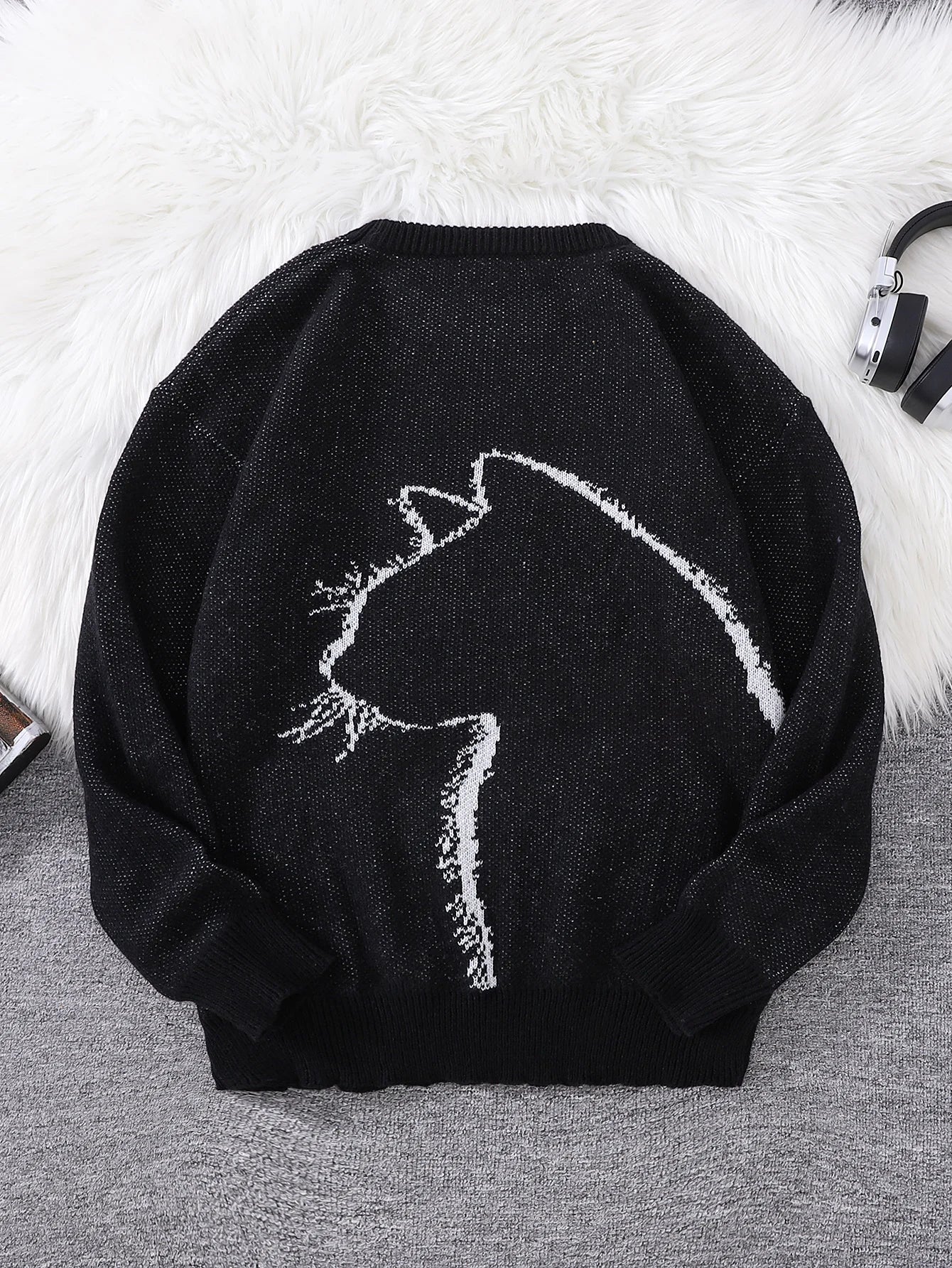 New Popular Autumn and Winter Simple Kitten Jacquard Double-Sided Pattern Pullover Sweater Casual Round Neck Knitted Men's Pullover