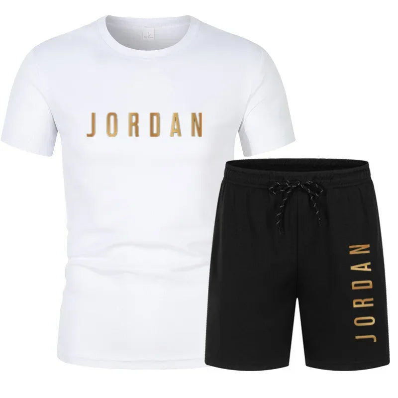 Summer Fashion Trendy Casual Sports Two Piece Set Youth Men's Short sleeved T-shirt+Shorts Set