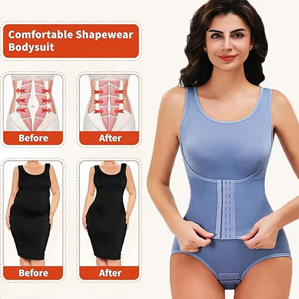 New Bodysuit Shapewear with Zipper Belt Women Tummy Control Fajas Body Shaper Waist Trainer Slimming Cincher Corset Tops
