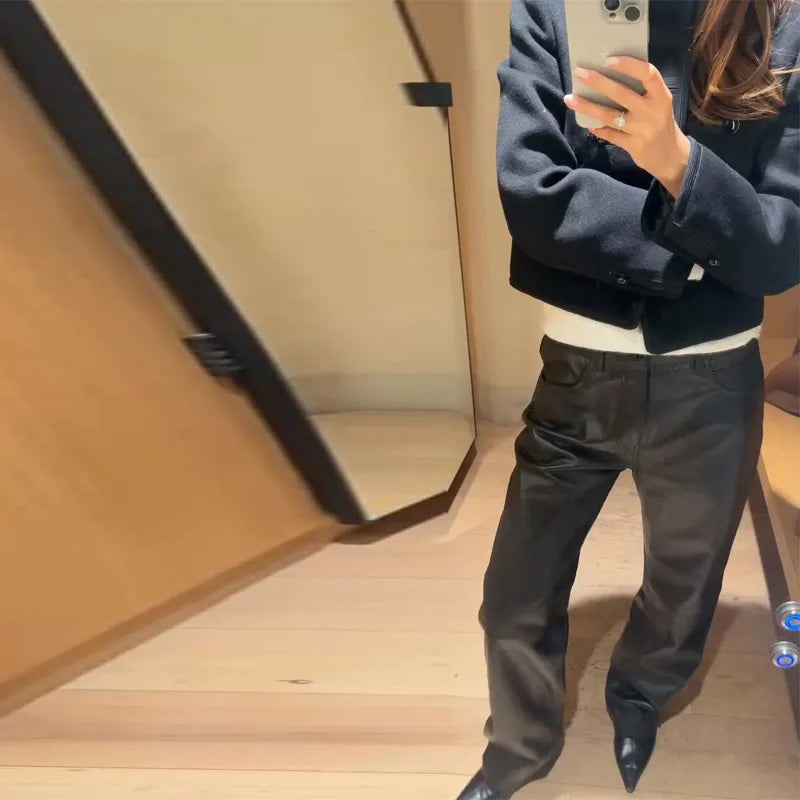 Casual Solid Women's Jacket O-Neck Full Sleeve Button Black Lady Cropped Jackets 2026 Spring Chic Female Street Outerwear