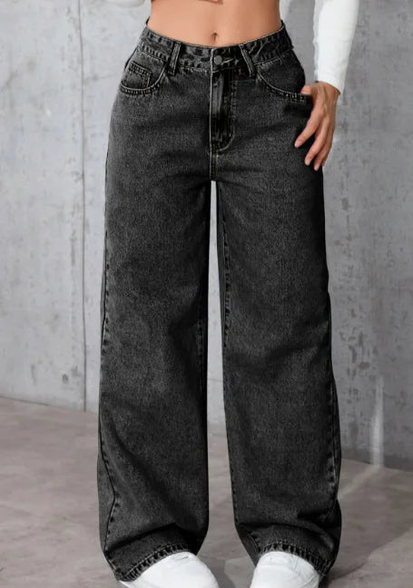 Size:S-5XL Women's Wide-Leg Jeans High-Waist Plus-Size Jeans Summer Autumn Girl Wide Leg Pants Straight-Leg Loose Casual Pants