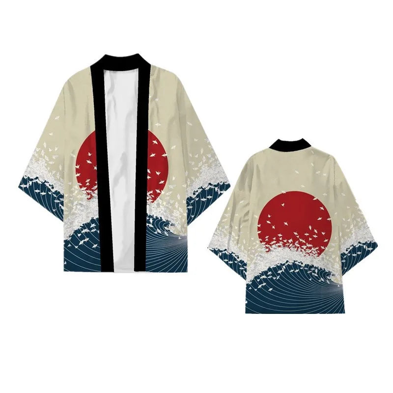 Oversize 3XL 4XL 5XL Japanese Kimono Cardigan Traditional Men's Samurai Cosplay Costume Chinese Style Print Dragon Yukata Haori