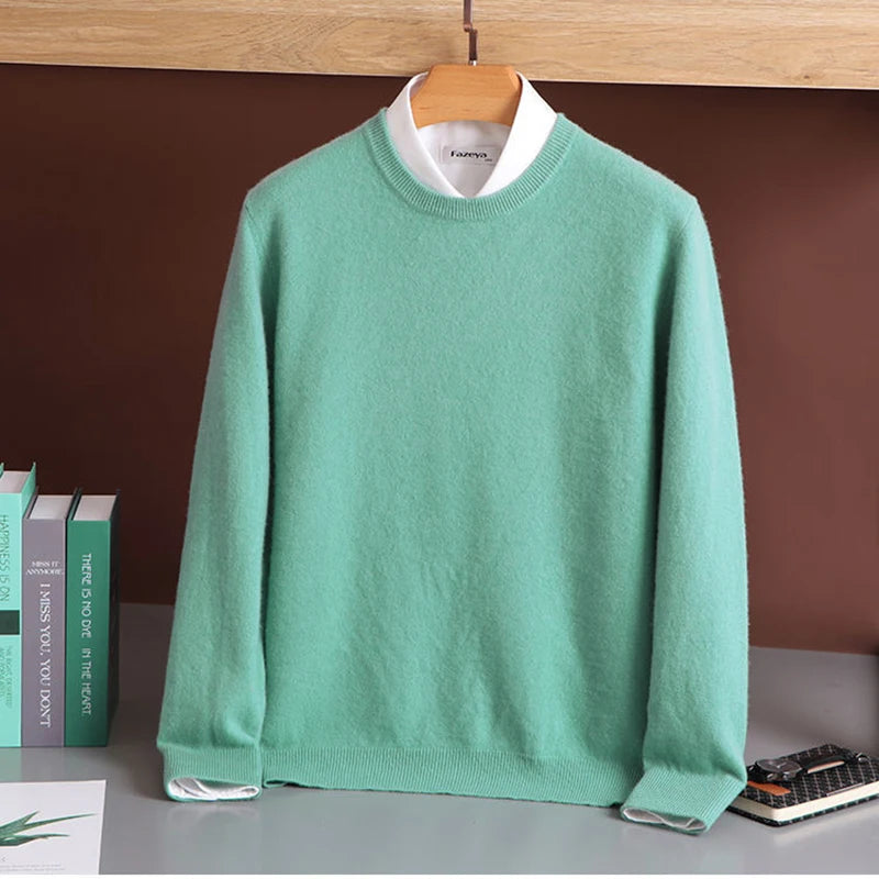 Hot Sale Cashmere Men's Sweater O-Neck Knitted Jumpers Long Sleeve Male Pullover Soft Warm Woolen Clothing habit homme