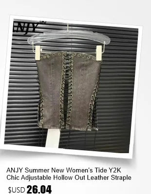 ANJY Spring Autumn New Women Washed Vintage Ripped Design High Street Jeans Trendy Fashion Straight Versatile Denim Pants A23084