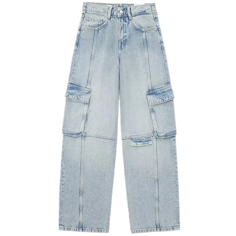 Spring Summer 2024 Women's Slimming Versatile Workwear Sle Mid-Waist Jeans Long Pants Classic Straight Leg Fit Casual Faion