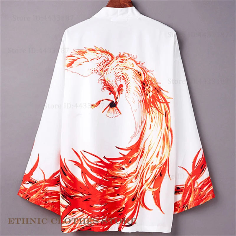 Plus Size 3XL 4XL 5XL Japanese Kimono Cardigan Cosplay Haori Yukata Top Adult Traditional Samurai Costume Loose Men Male Shirt