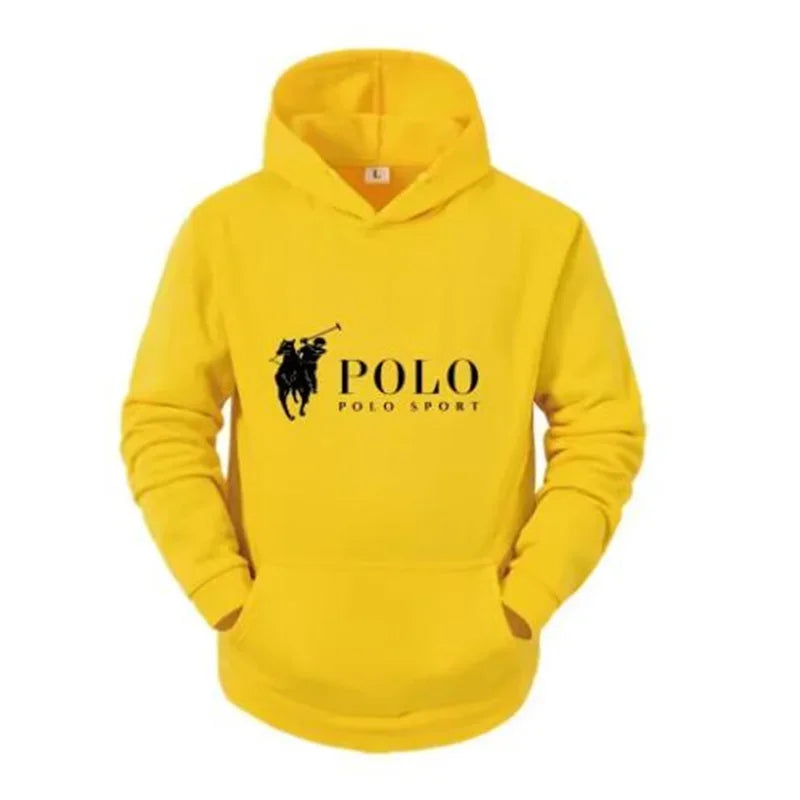 Polo Sport Classic Black Hoodie Men's Casual Sports Pure Cotton Hoodie Fashion Horse Logo Printed Hoodie