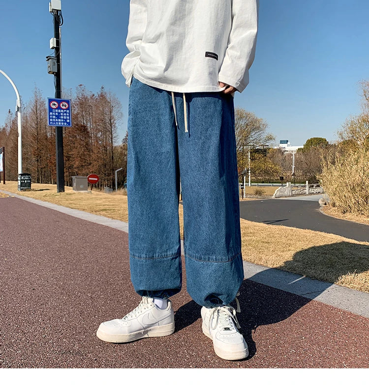 Baggy Jeans Trousers Male Denim Pants Black Wide Leg Pants Men's Jeans Oversize Cargo Korean Streetwear Hip Hop Harajuku