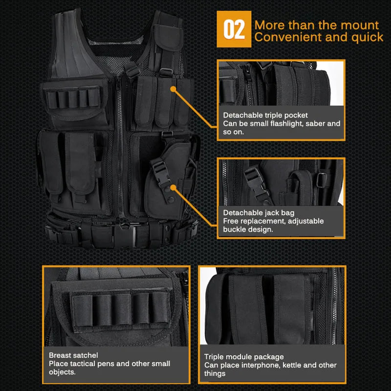 Hunting security clothing SWAT tactical vest SWAT jacket bra multi pocket CS hunting vest camping accessories