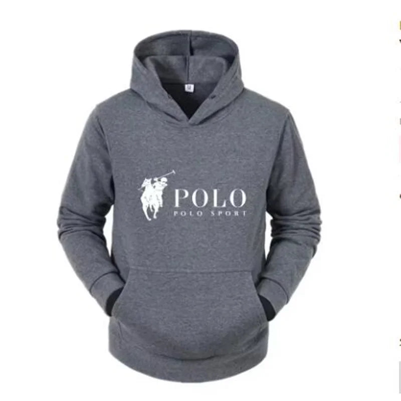 Polo Sport Classic Black Hoodie Men's Casual Sports Pure Cotton Hoodie Fashion Horse Logo Printed Hoodie