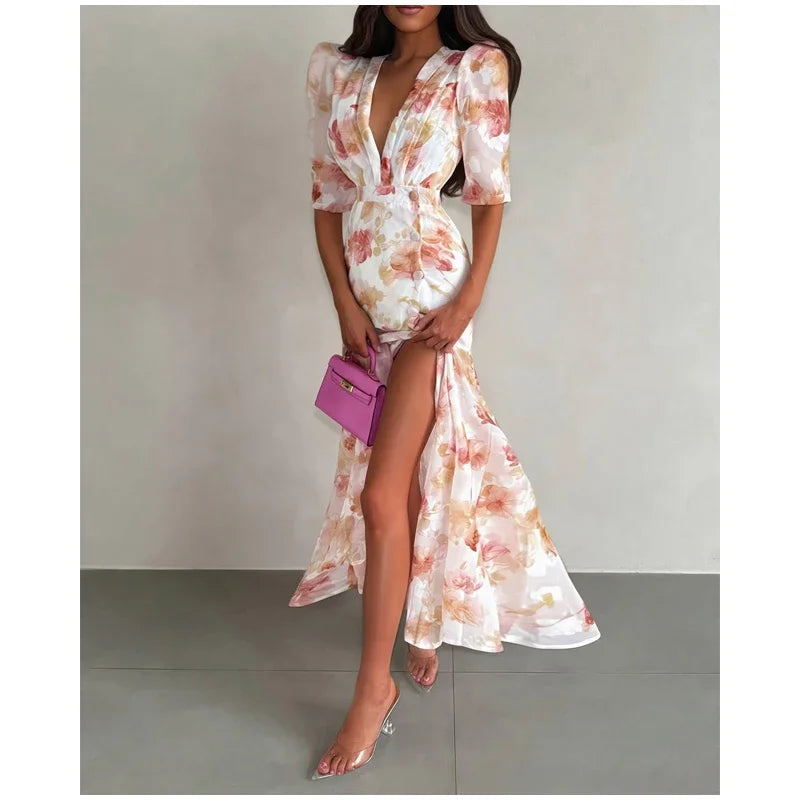Flutter Sleeve Floral Maxi Dress