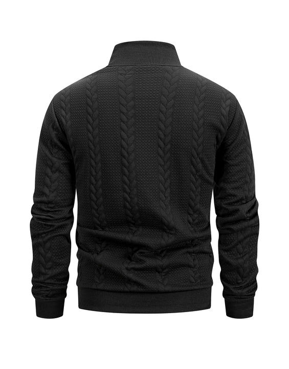 Autumn Casual Long Sleeve Pullover Turtleneck for Old Money Style Solid Color Knitted Jacquard Round Neck Sweater Male Clothing