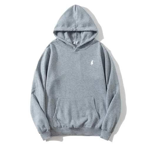 2026 polo print hooded sweatshirt for autumn and winter, suitable both men women, loose white couple's casual