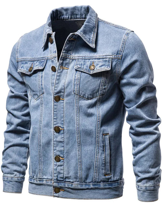 2025 Autumn Men Solid Denim Jackets Fashion Motorcycle Vintage Jeans Jackets Hommes Slim Fit Cotton Casual Black Blue Coats
