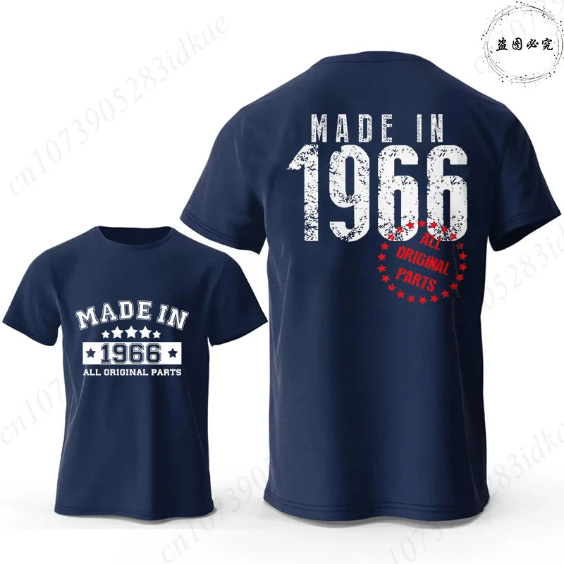 Men's 60th Birthday Vintage Graphic T Shirts: Made in 1966  Limited Edition Tops O Neck Short Sleeve Tees Casual Male Clothing