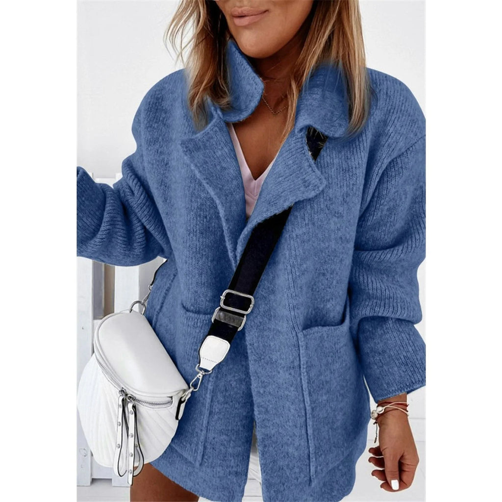 Women's Knitted Sweater Coat with ket Warped Knit Fake Two-Piece Sle Spring 2026 Faion Ladies' Premium Quali Sweater...