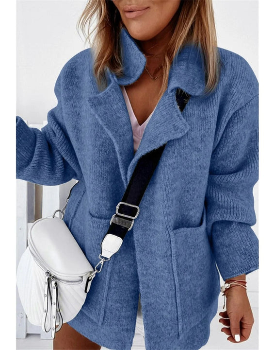 Women's Knitted Sweater Coat with ket Warped Knit Fake Two-Piece Sle Spring 2026 Faion Ladies' Premium Quali Sweater...