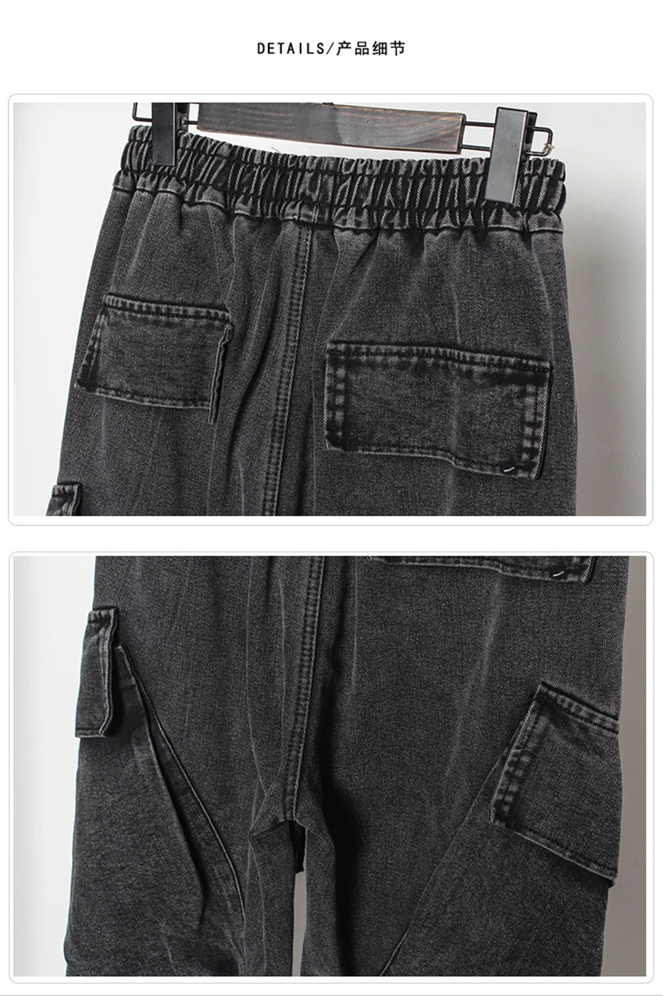 2025 Baggy Jeans Men Punk Hip Hop Black Grey Denim Sweatpants Washed Vintgae Street Casual Cargo Pants Pantalones Hombre