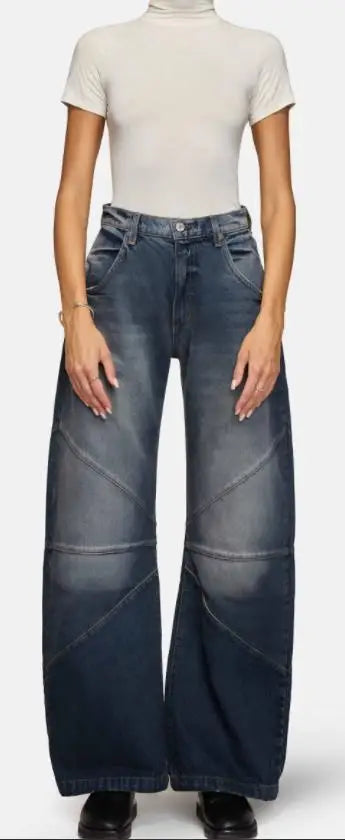 Autumn New Fashion Trend Street Style Women's Jeans Casual Solid Color Washed Distressed Straight-leg Floor-length Mopping Jeans