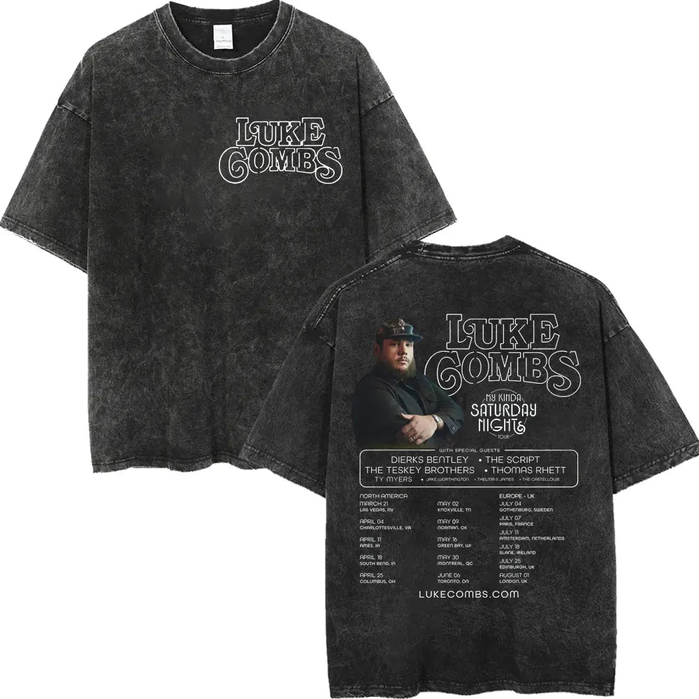 Vintage Washed Luke Combs Tour 2026 Merch T-shirts Men Women Fashion Y2k Oversized T-shirt Summer Casual Short Sleeve T Shirt
